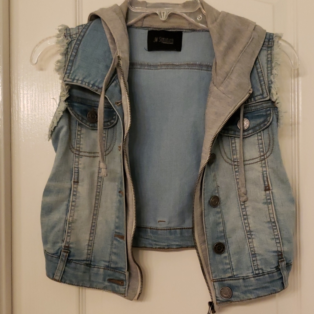 Cropped blue jean vest